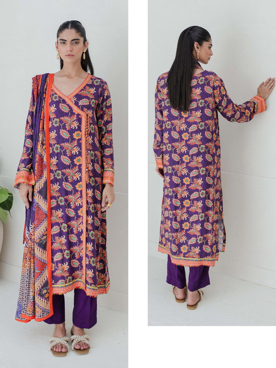 Zellbury Essential Printed Khaddar Unstitched 3Pc Suit WUW23X30680