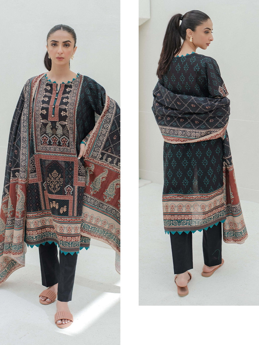 Zellbury Essential Printed Khaddar Unstitched 3Pc Suit WUW23X30727