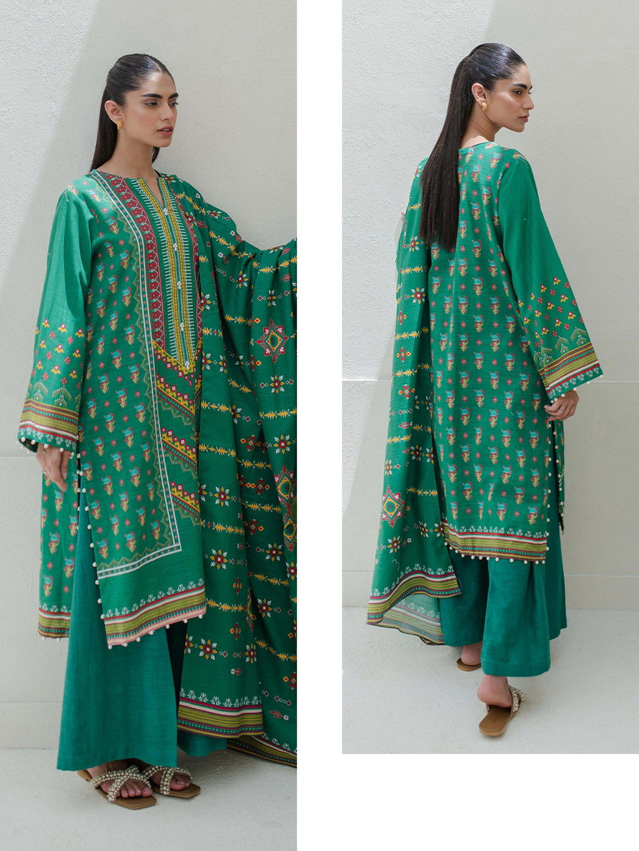 Zellbury Essential Printed Khaddar Unstitched 3Pc Suit WUW23X30731