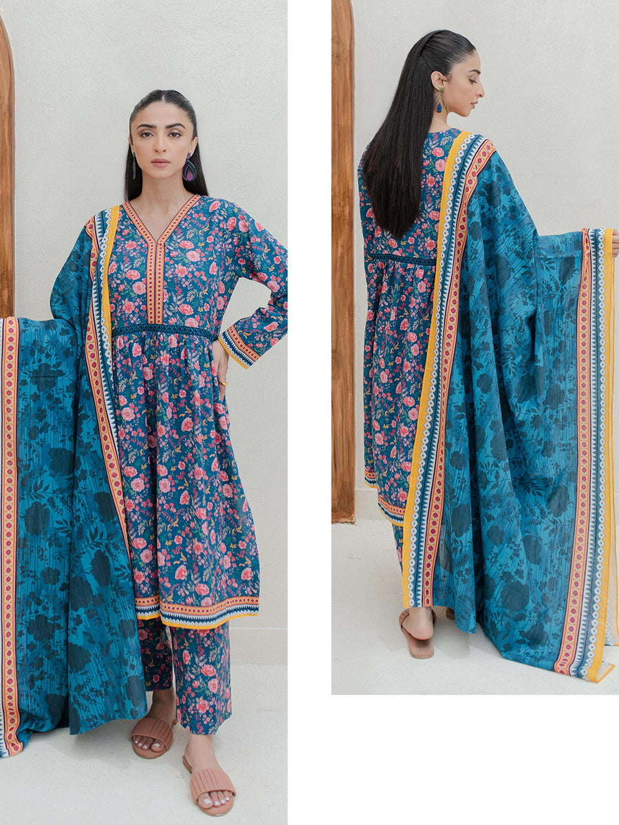 Zellbury Essential Printed Cotail Unstitched 3Pc Suit WUW23X30740