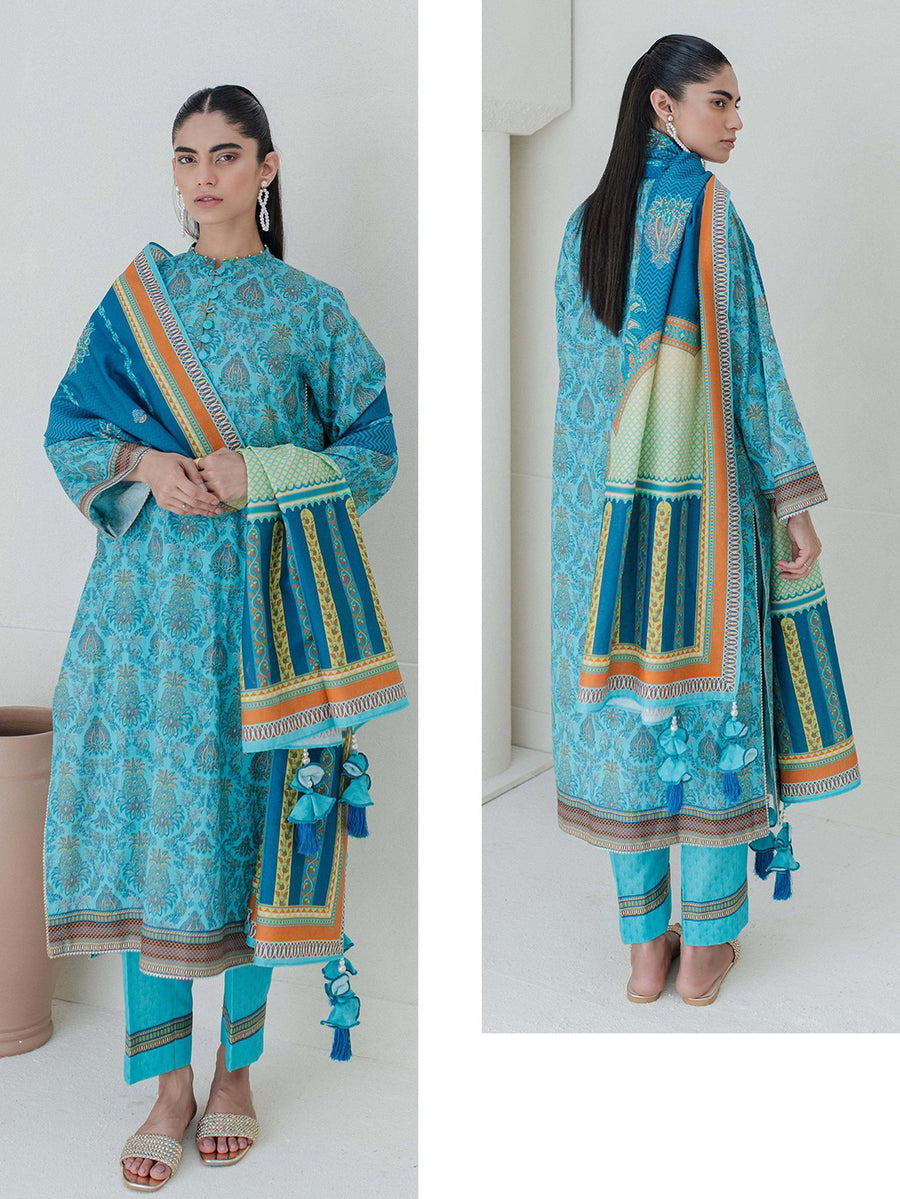 Zellbury Essential Printed Karandi Unstitched 3Pc Suit WUW23X30749