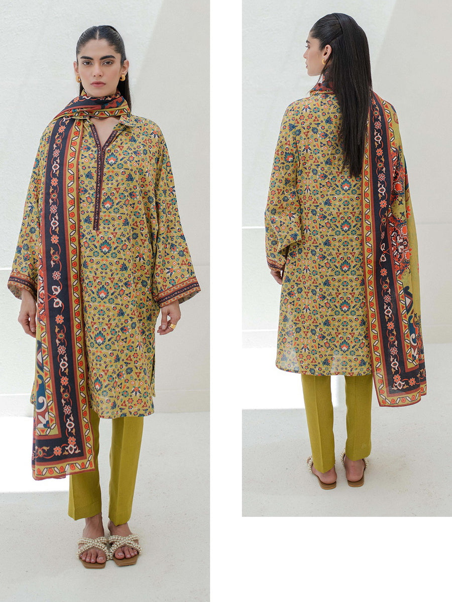 Zellbury Essential Printed Karandi Unstitched 3Pc Suit WUW23X30750