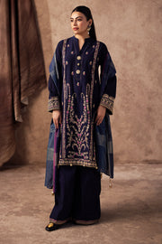 Zellbury Winter Embroidered Chambray Unstitched 3Pc Suit WUW24E30229