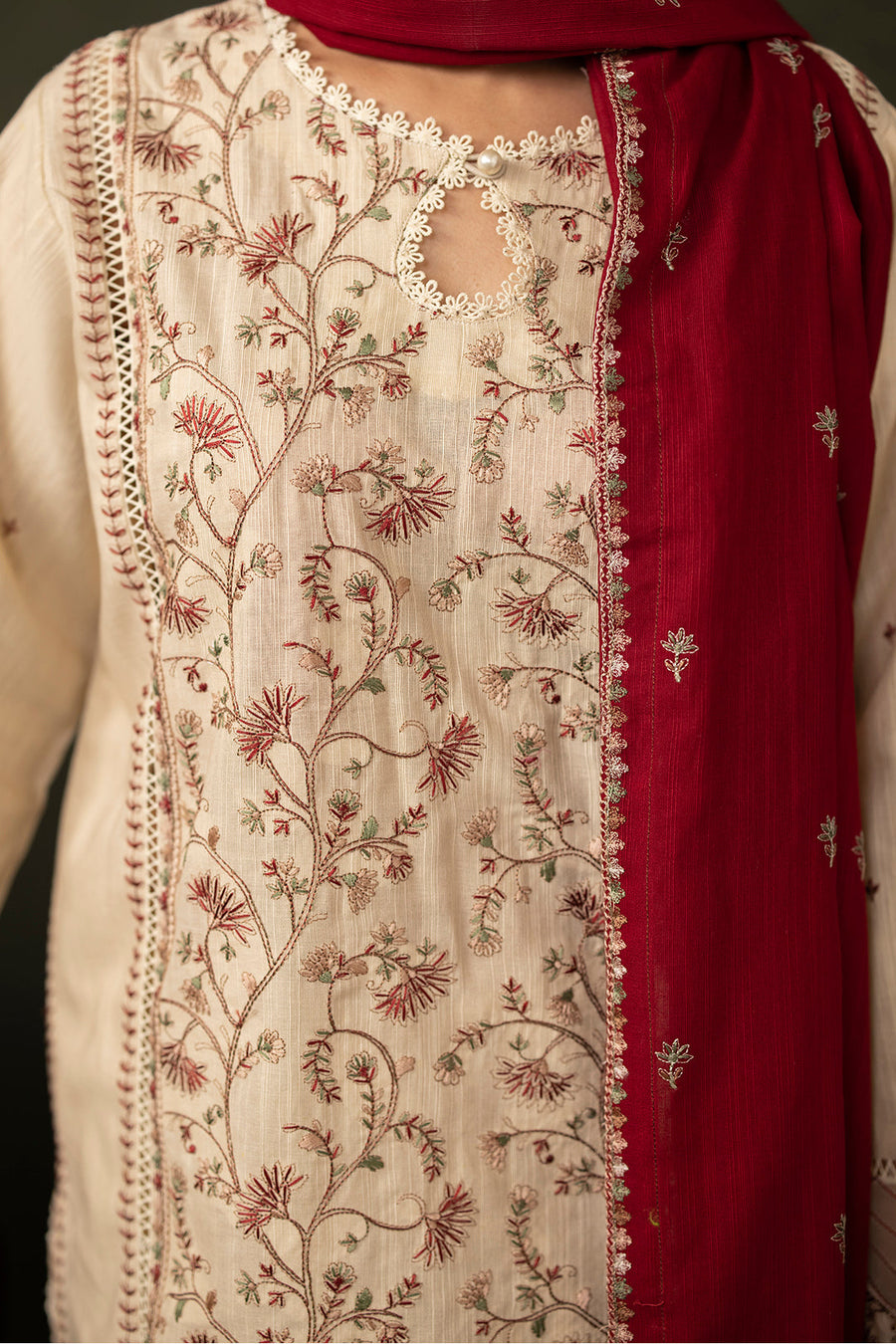 Zellbury Winter Unstitched Embroidered Khaddar 3Pc Suit WUW24E30236