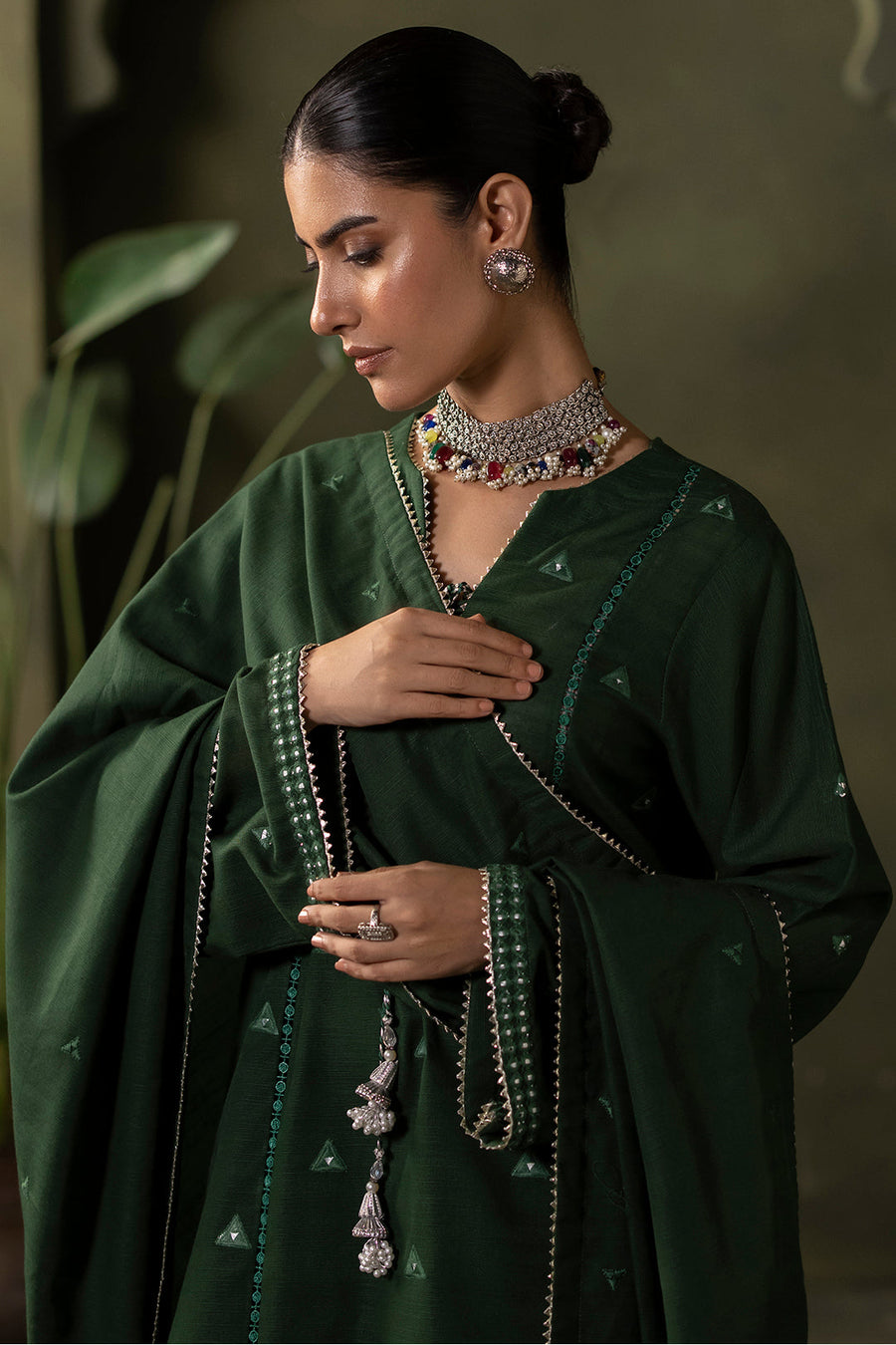 Zellbury Winter Unstitched Embroidered Khaddar 3Pc Suit WUW24E30240