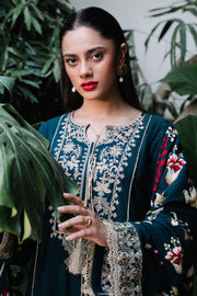 Zellbury Winter Unstitched Embroidered Khaddar 3Pc Suit WUW24E30241