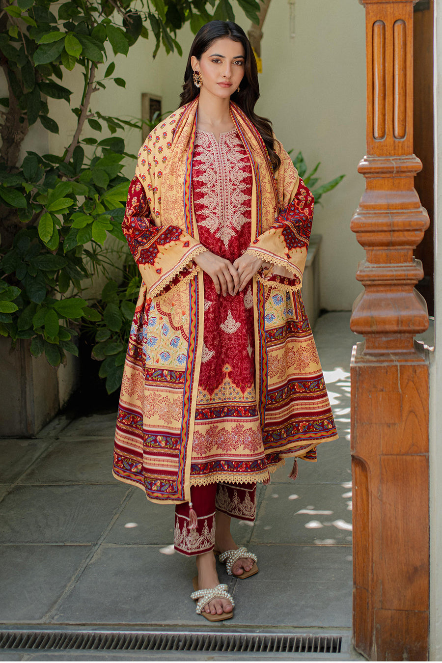 Zellbury Winter Unstitched Embroidered Khaddar 3Pc Suit WUW24E30309