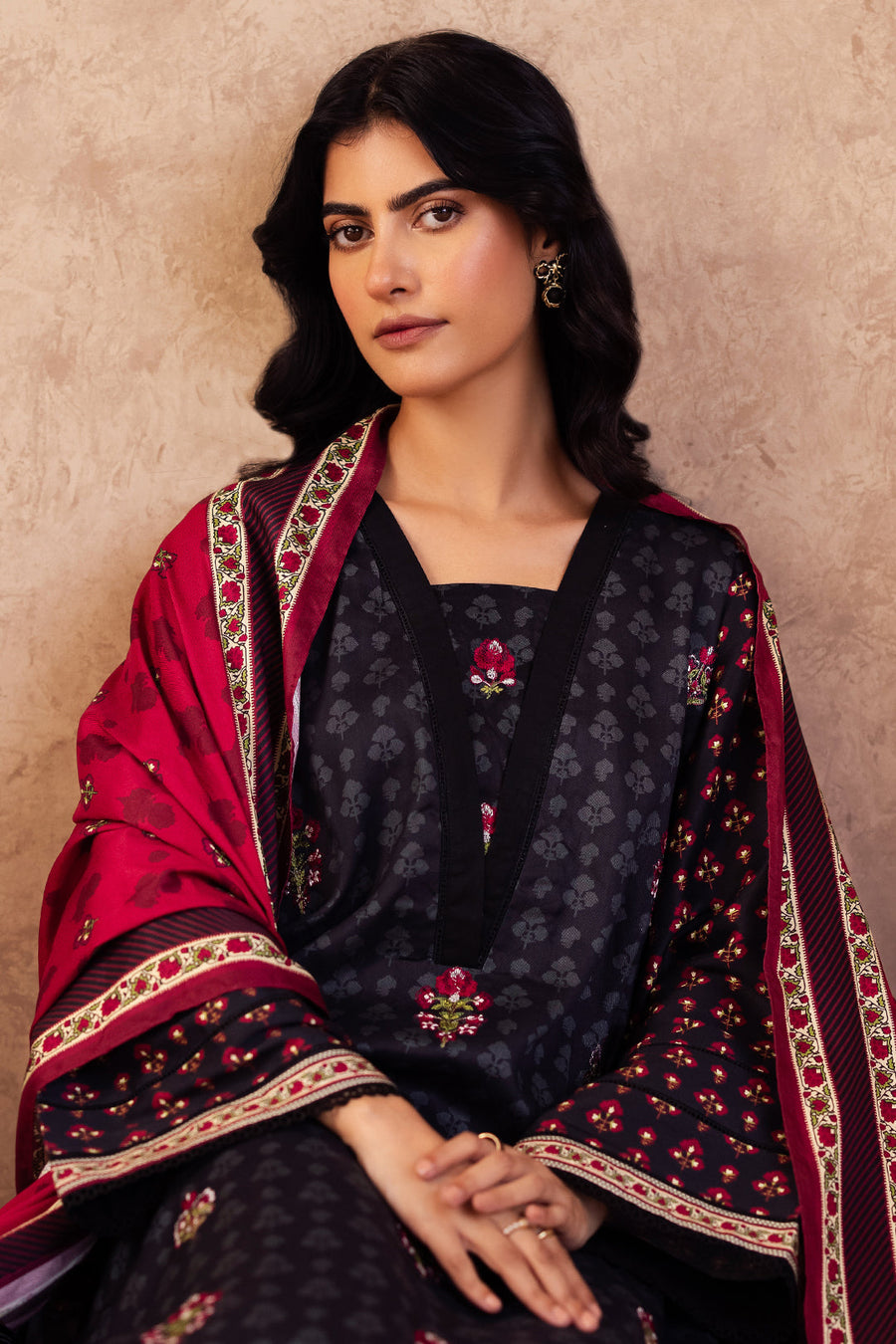 Zellbury Winter Embroidered Viscose Unstitched 3Pc Suit WUW24E30314