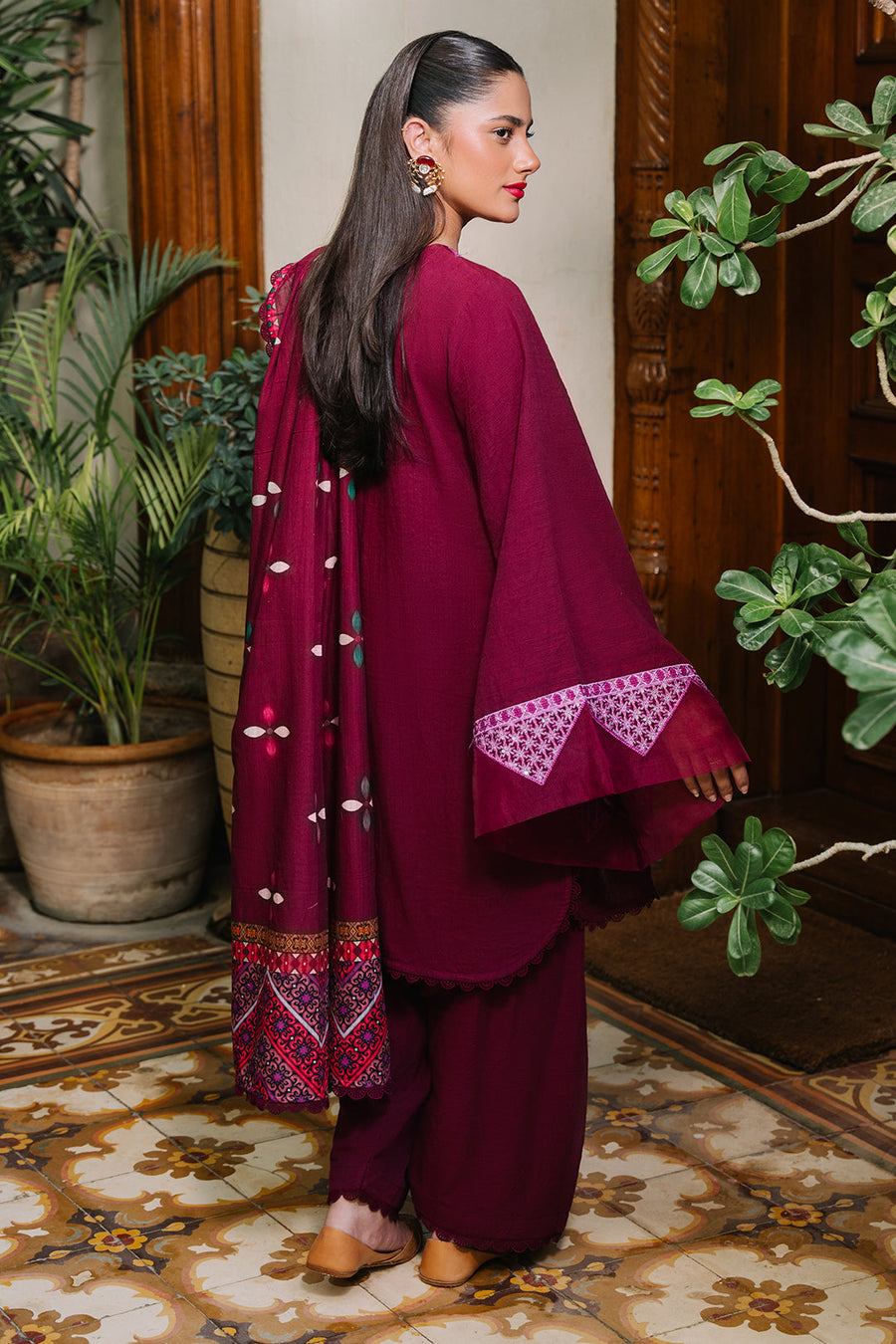 Zellbury Winter Unstitched Embroidered Khaddar 3Pc Suit WUW24E30319