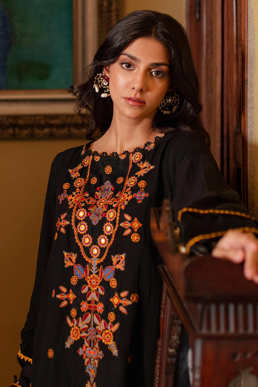 Zellbury Winter Embroidered Khaddar Unstitched 3Pc Suit WUW24E30321