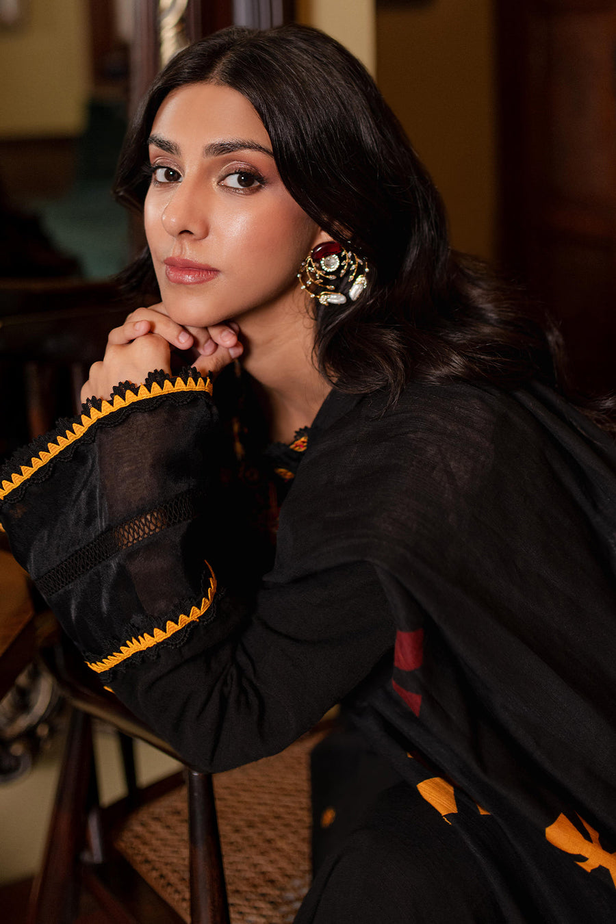 Zellbury Winter Embroidered Khaddar Unstitched 3Pc Suit WUW24E30321