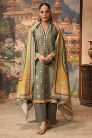 Zellbury Winter Unstitched Embroidered Khaddar 3Pc Suit WUW24E30404