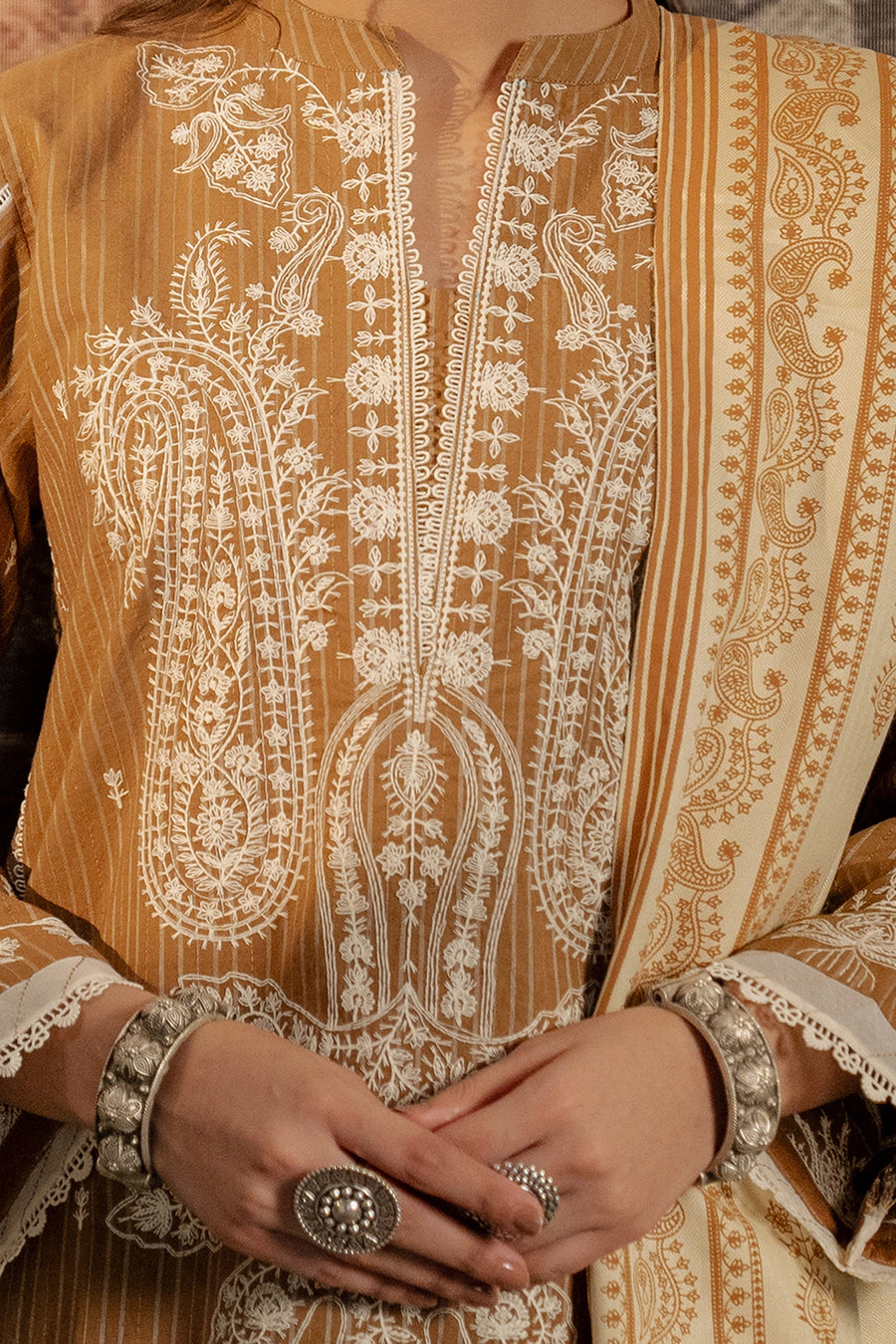 Zellbury Winter Unstitched Embroidered Khaddar 3Pc Suit WUW24E30407