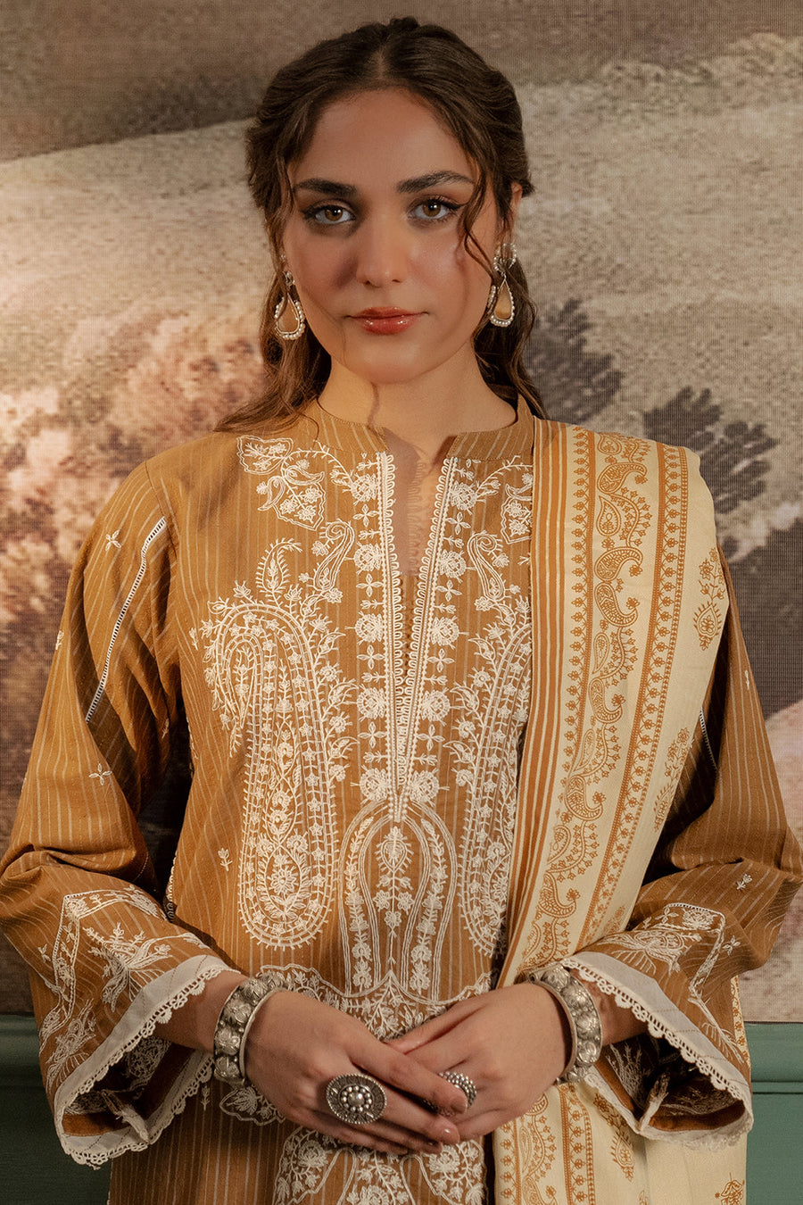 Zellbury Winter Unstitched Embroidered Khaddar 3Pc Suit WUW24E30407
