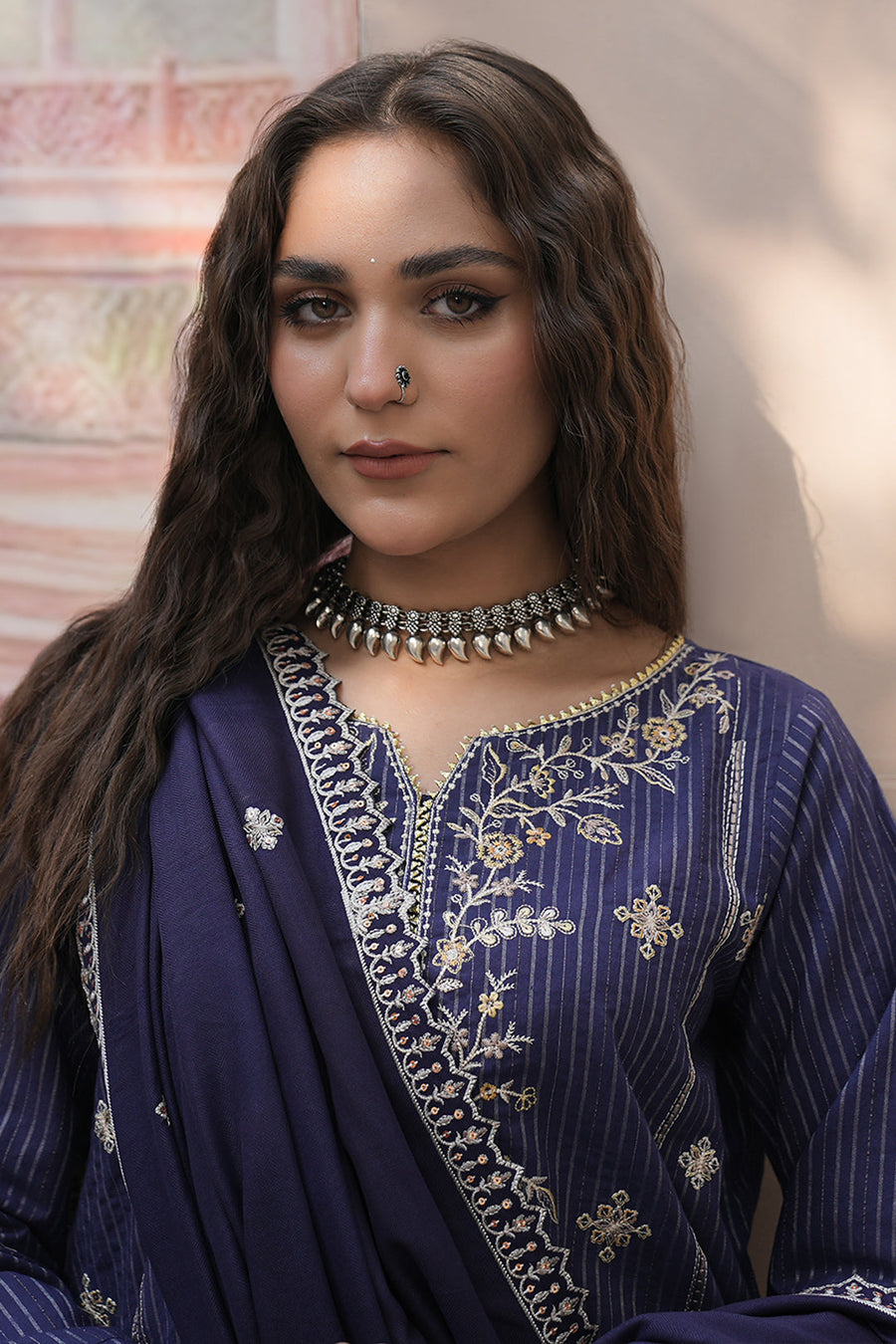 Zellbury Winter Unstitched Embroidered Khaddar 3Pc Suit WUW24E30409