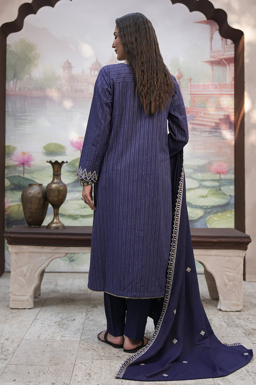 Zellbury Winter Unstitched Embroidered Khaddar 3Pc Suit WUW24E30409