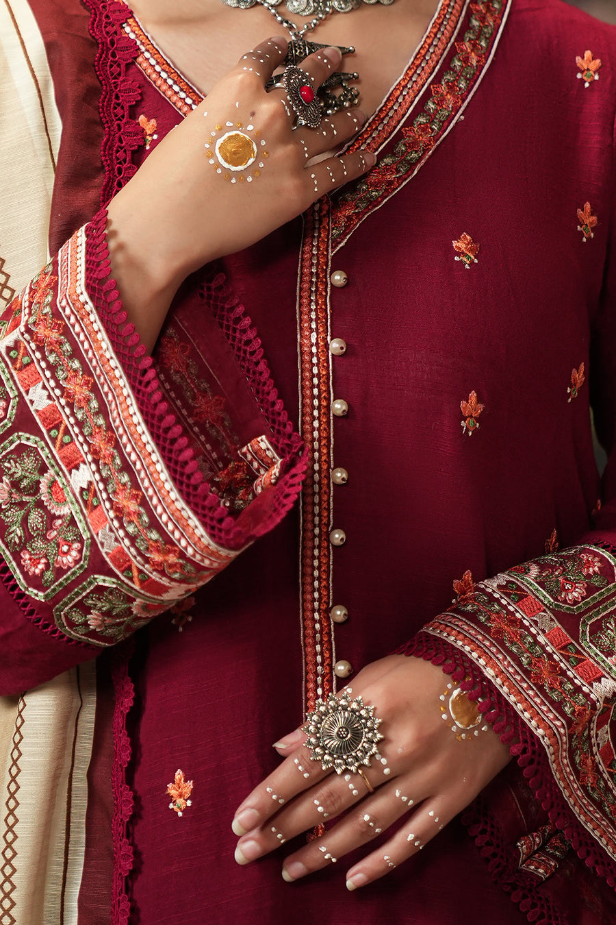 Zellbury Winter Unstitched Embroidered Khaddar 3Pc Suit WUW24E30411