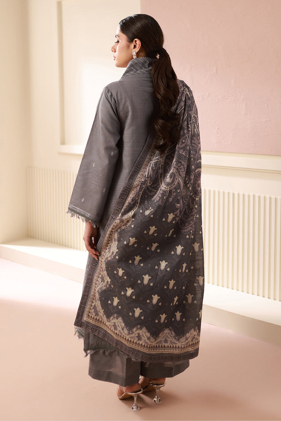 Zellbury Winter Vol-04 Embroidered Khaddar Unstitched 3Pc Suit WUW24E30412