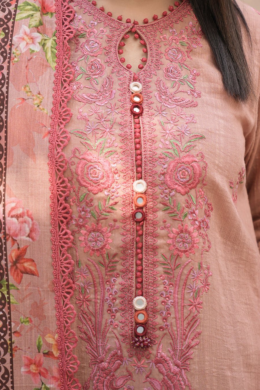 Zellbury Winter Unstitched Embroidered Khaddar 3Pc Suit WUW24E30415