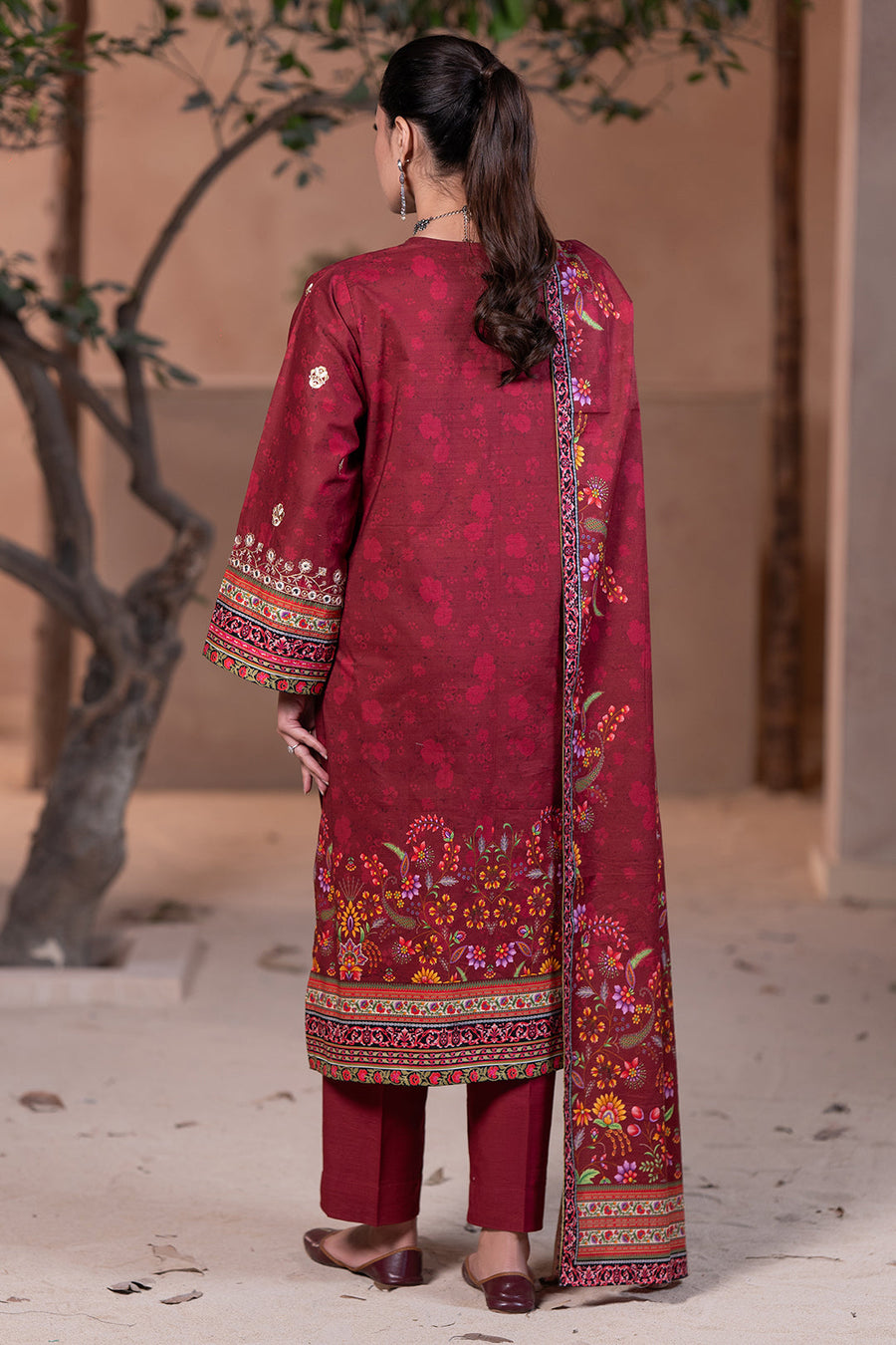 Zellbury Winter Unstitched Embroidered Khaddar 3Pc Suit WUW24E30476