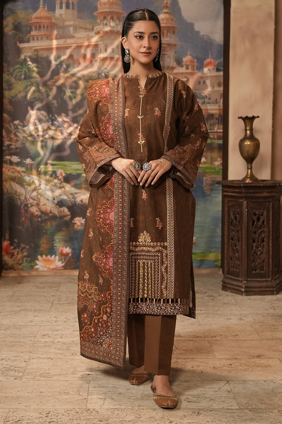 Zellbury Winter Vol-04 Embroidered Khaddar Unstitched 3Pc Suit WUW24E30477