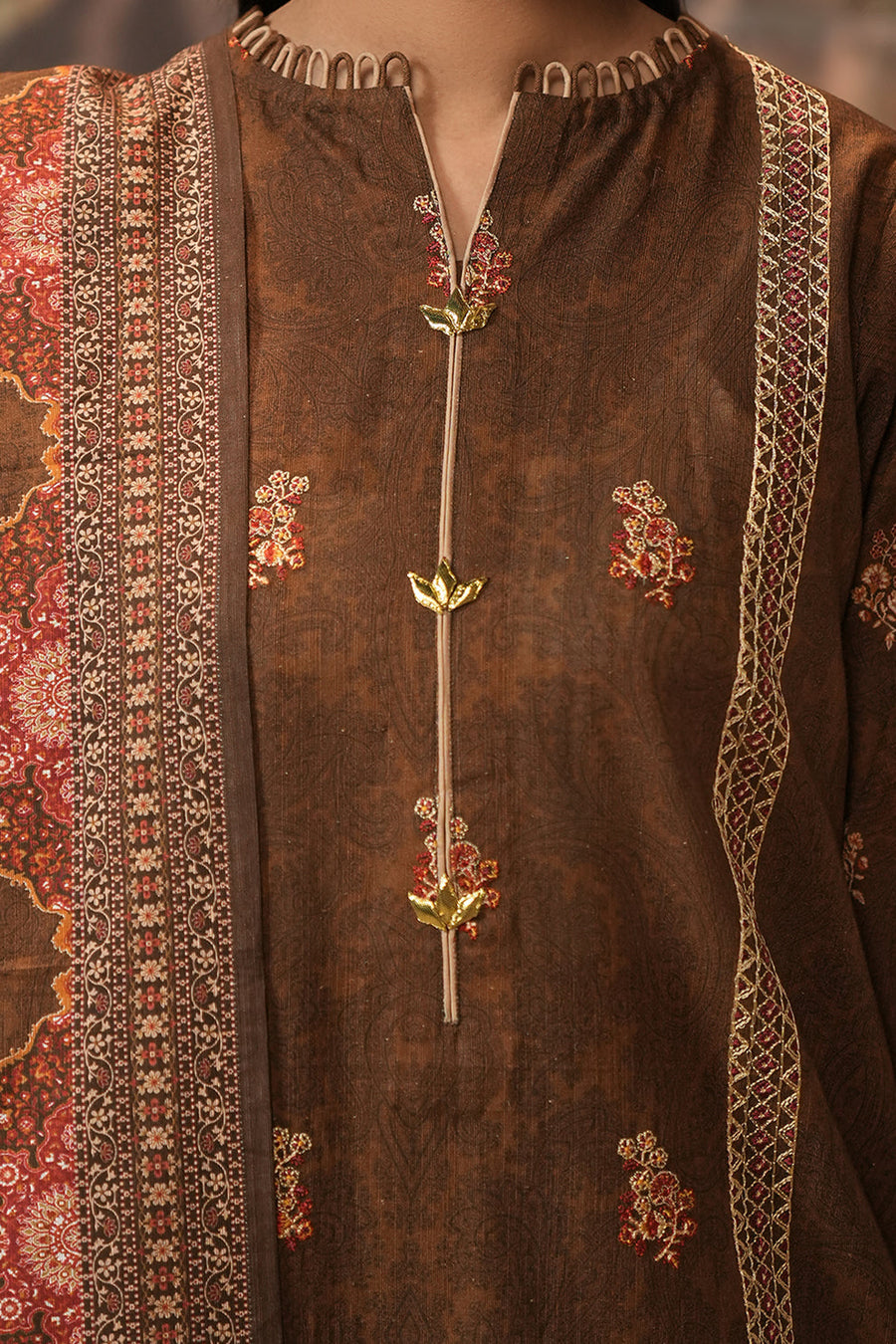 Zellbury Winter Vol-04 Embroidered Khaddar Unstitched 3Pc Suit WUW24E30477