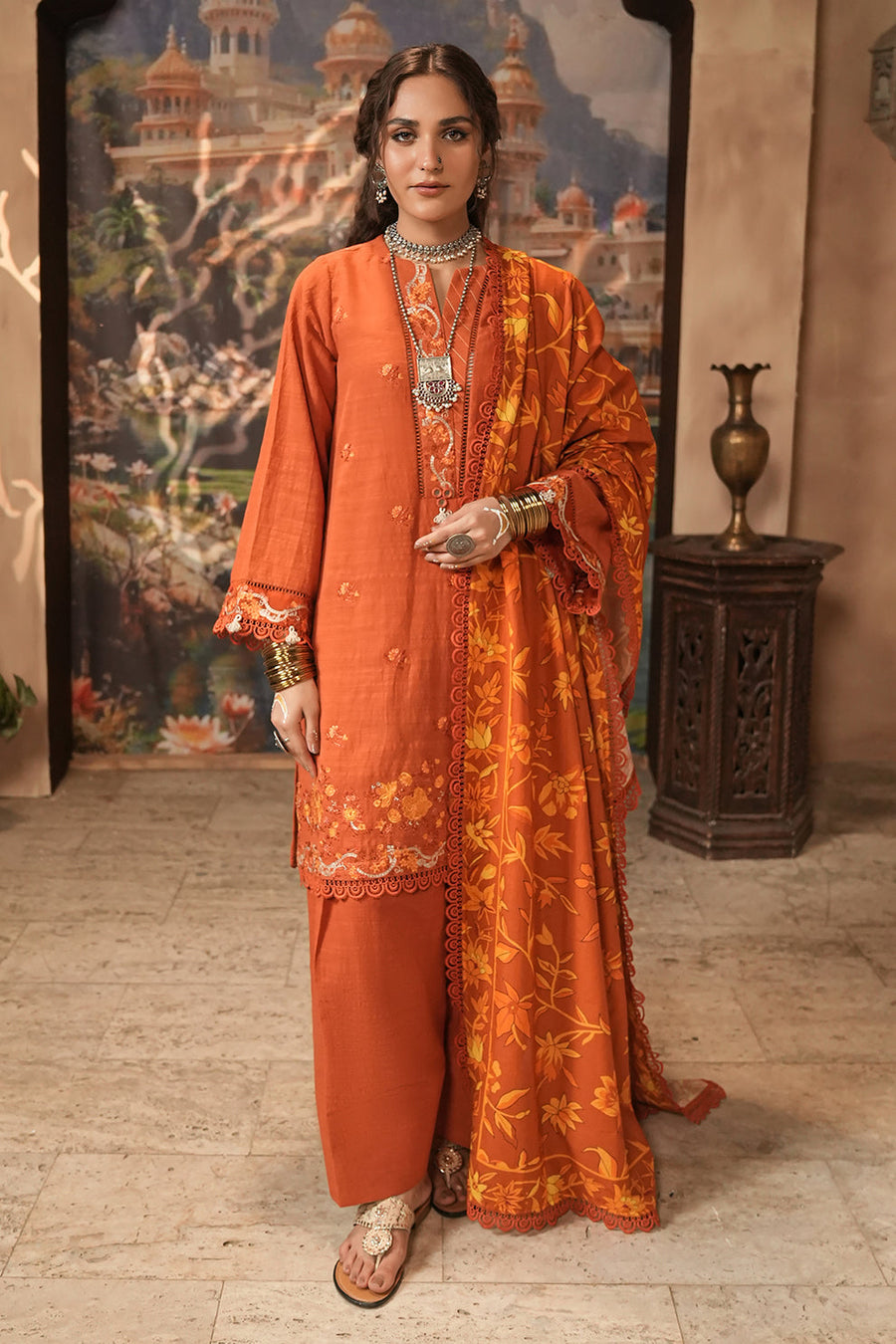 Zellbury Winter Vol-04 Embroidered Khaddar Unstitched 3Pc Suit WUW24E30483