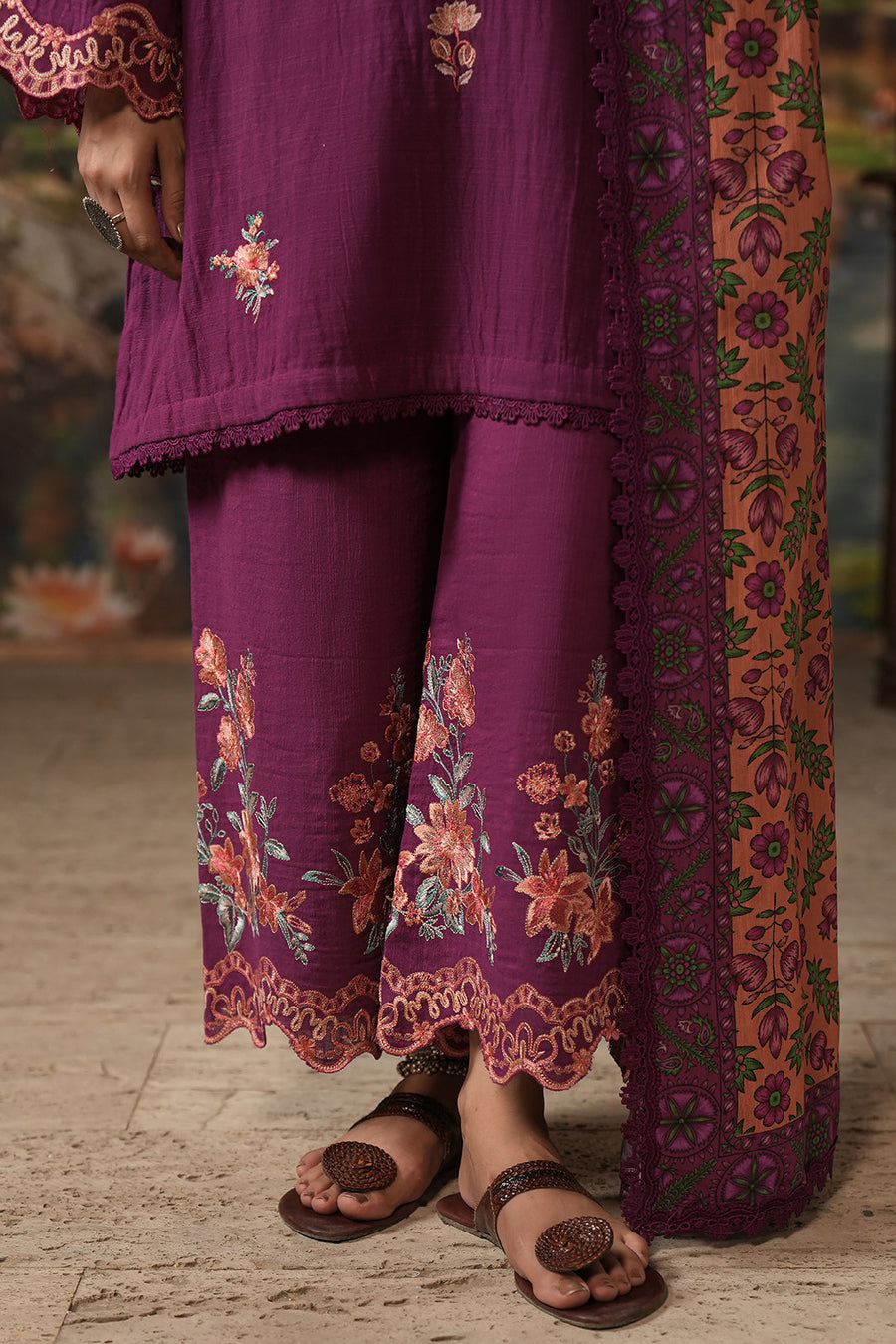 Zellbury Winter Unstitched Embroidered Khaddar 3Pc Suit WUW24E30487