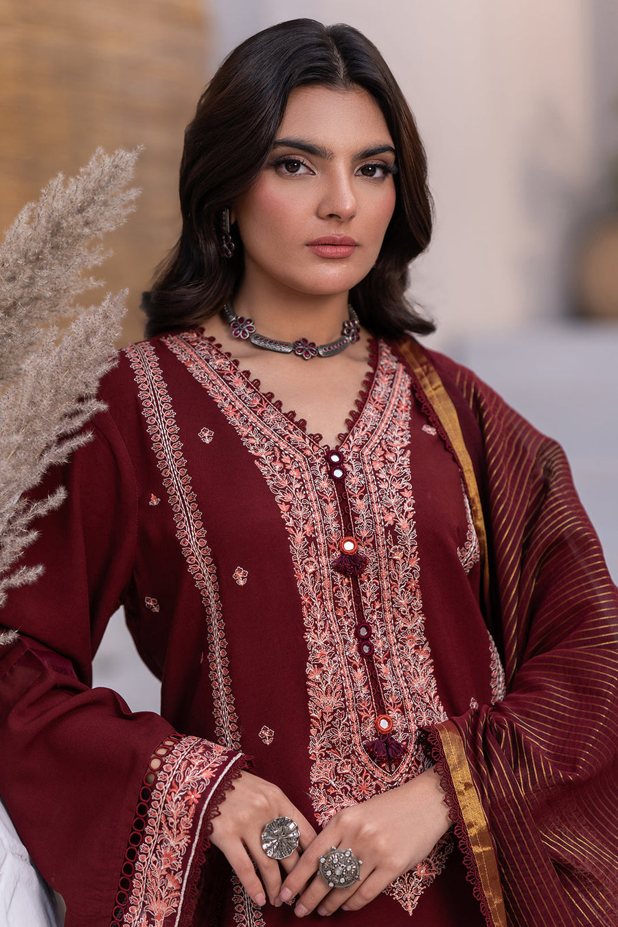 Zellbury Winter Unstitched Embroidered Viscose 3Pc Suit WUW24E30492