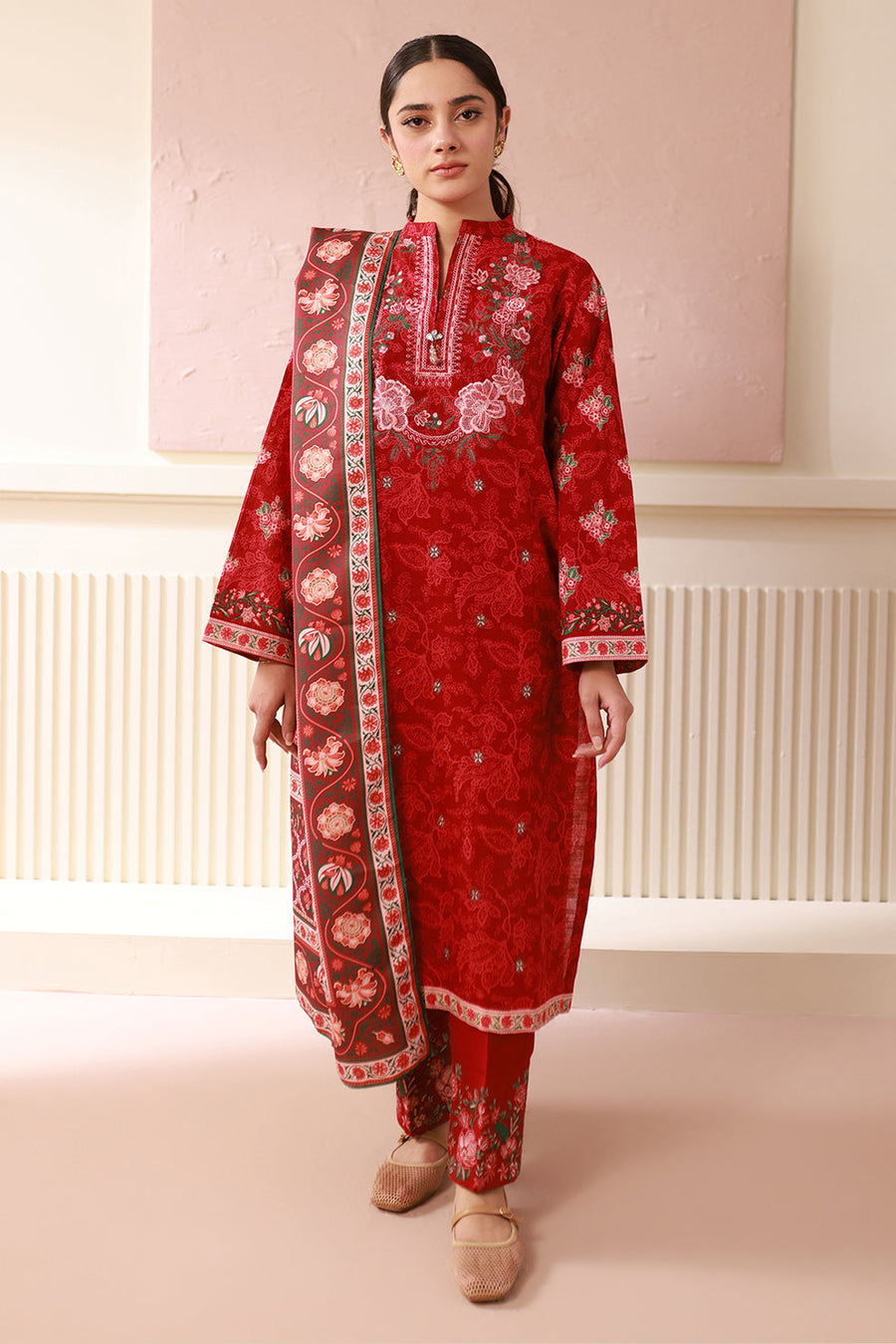 Zellbury Winter Vol-04 Embroidered Khaddar Unstitched 3Pc Suit WUW24E30536