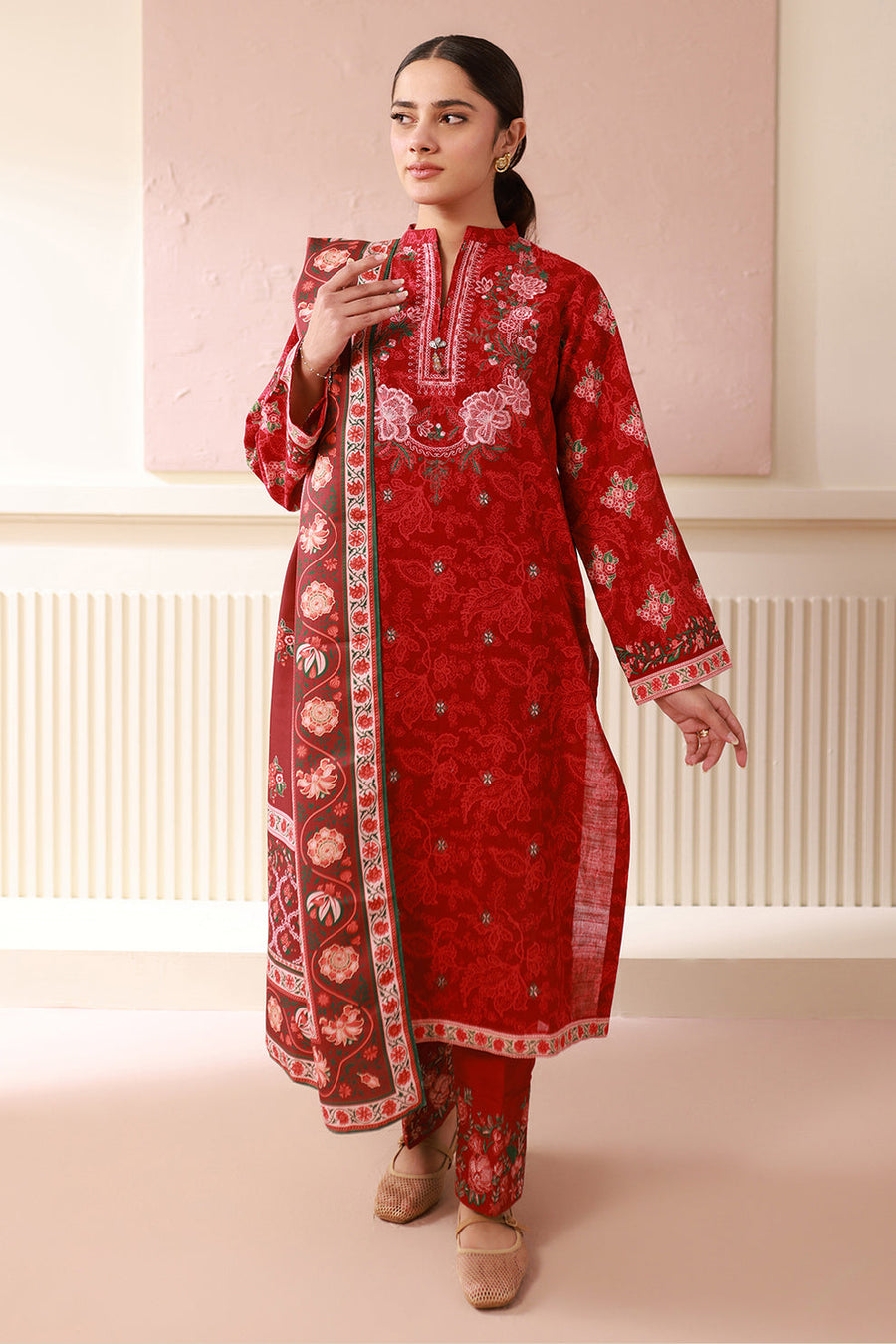 Zellbury Winter Vol-04 Embroidered Khaddar Unstitched 3Pc Suit WUW24E30536