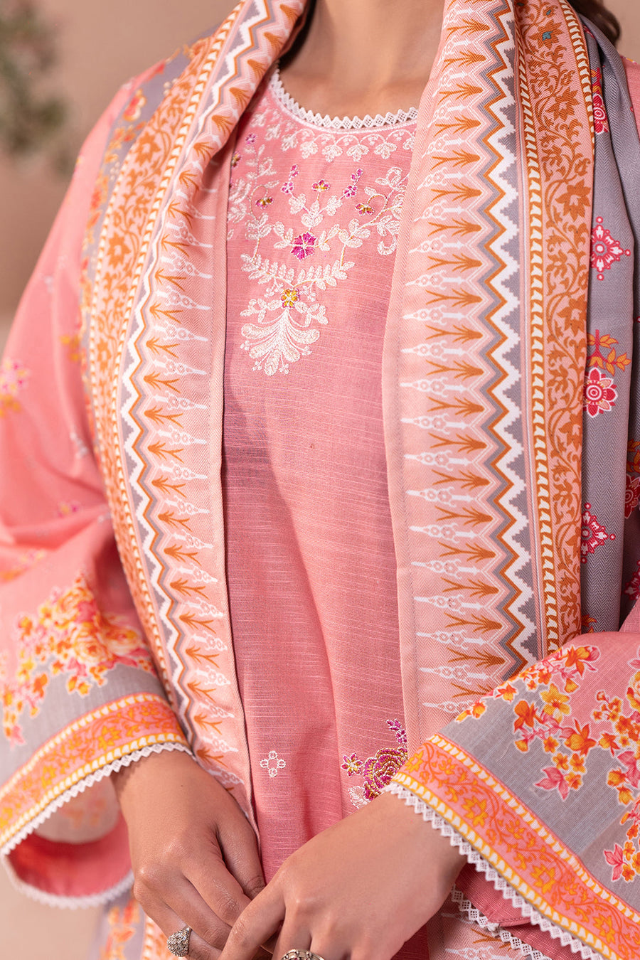 Zellbury Winter Unstitched Embroidered Khaddar 3Pc Suit WUW24E30590