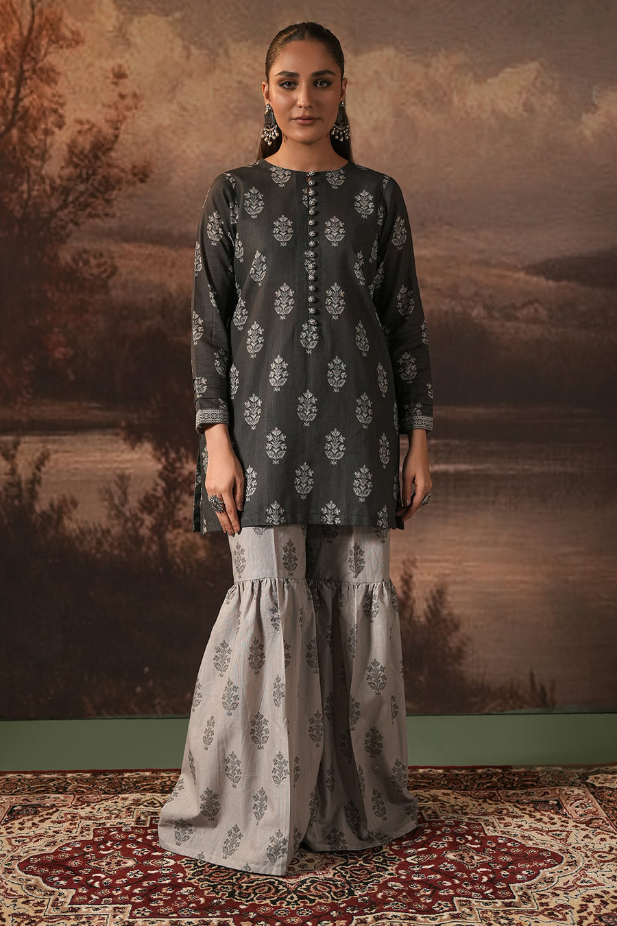 Zellbury Winter Unstitched Printed Khaddar 2Pc Suit WUW24X20342