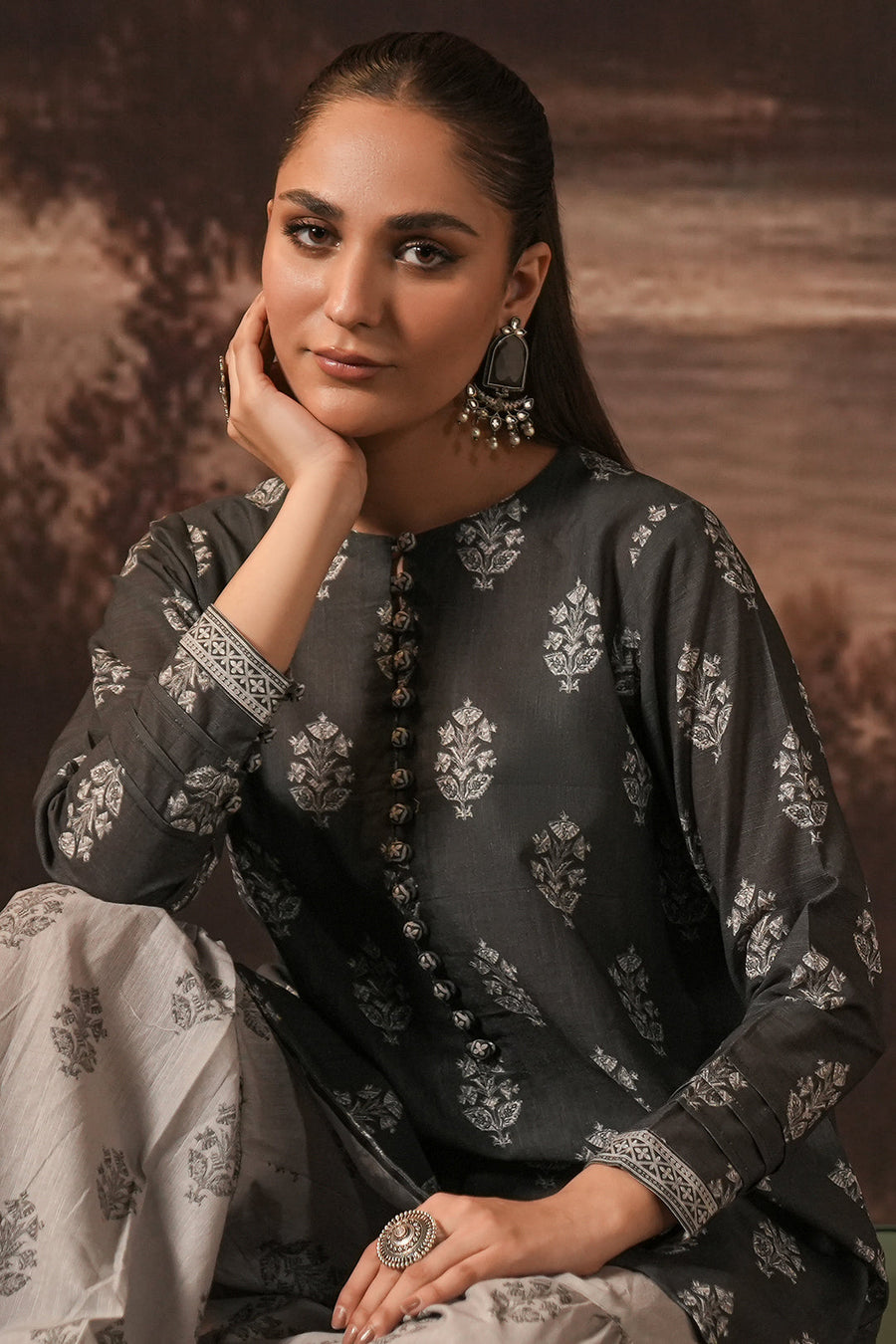 Zellbury Winter Unstitched Printed Khaddar 2Pc Suit WUW24X20342