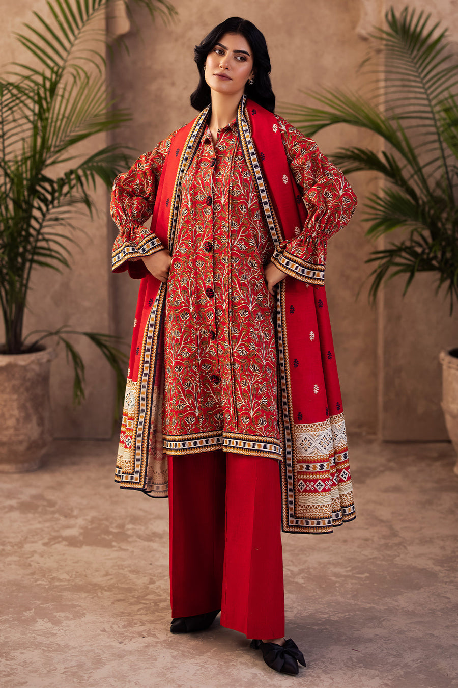 Zellbury Winter Printed Khaddar Unstitched 3Pc Suit WUW24X30189