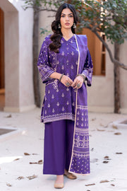 Zellbury Winter Unstitched Printed Cotail 3Pc Suit WUW24X30398