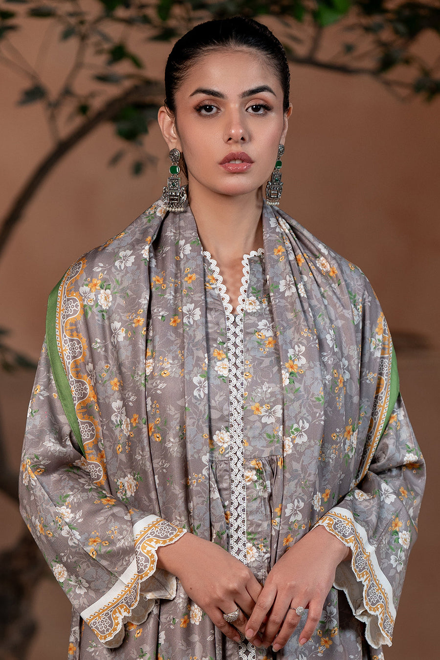 Zellbury Winter Unstitched Printed Cotail 3Pc Suit WUW24X30469