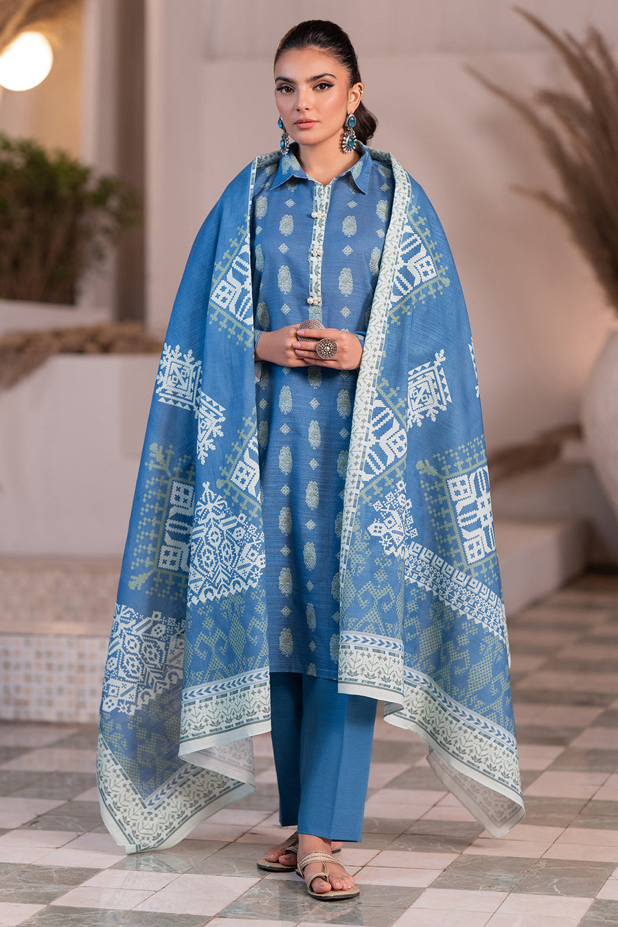 Zellbury Winter Vol-02 Unstitched Printed Khaddar 3Pc Suit WUW24X30567