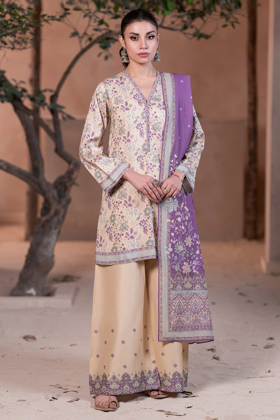 Zellbury Winter Unstitched Printed Viscose 3Pc Suit WUW24X30586