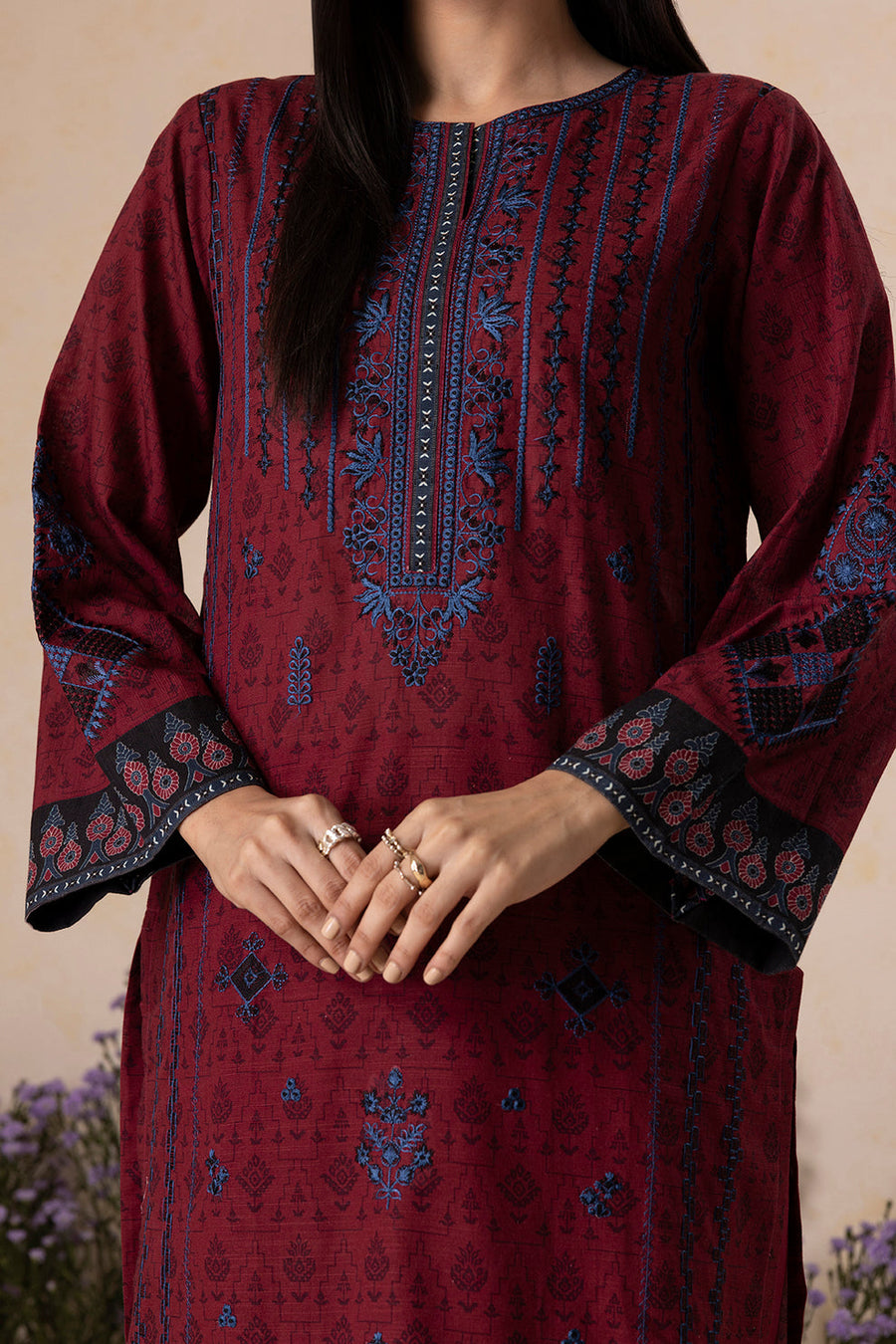 Zellbury Winter Vol-04 Embroidered Khaddar Unstitched 3Pc Suit WUW25E30159