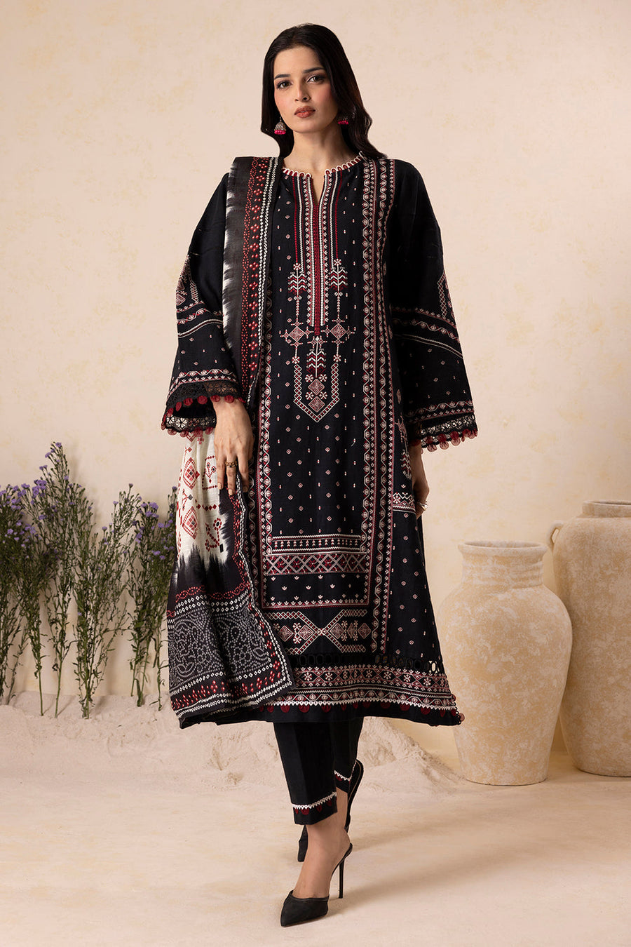 Zellbury Winter Vol-04 Embroidered Khaddar Unstitched 3Pc Suit WUW25E30166