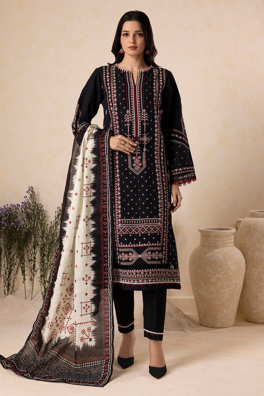 Zellbury Winter Vol-04 Embroidered Khaddar Unstitched 3Pc Suit WUW25E30166