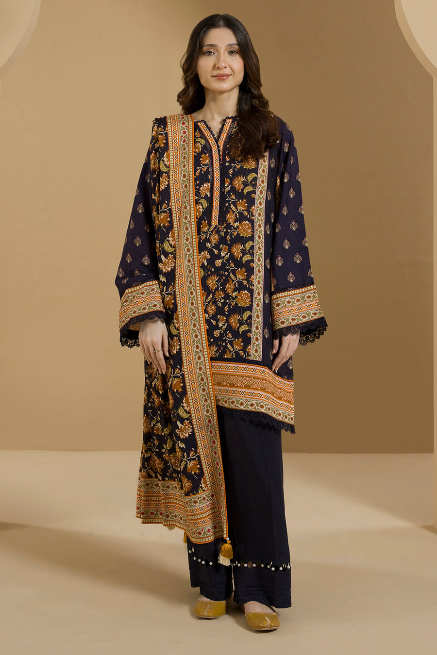 Zellbury Winter Vol-03 Unstitched Printed Linen 3Pc Suit WUW25X30101