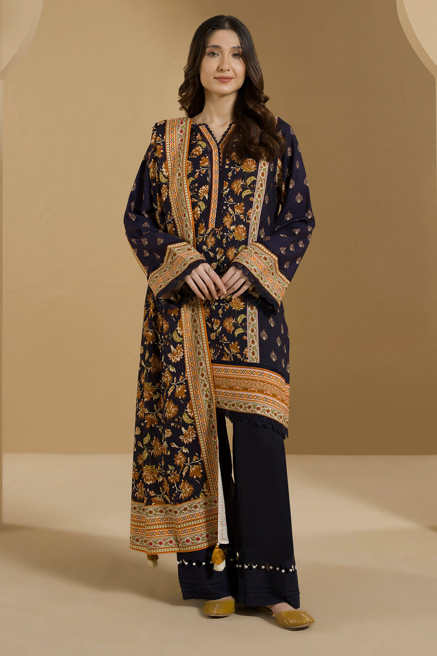 Zellbury Winter Vol-03 Unstitched Printed Linen 3Pc Suit WUW25X30101