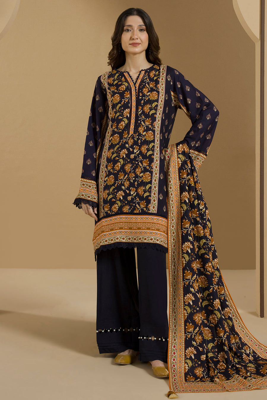 Zellbury Winter Vol-03 Unstitched Printed Linen 3Pc Suit WUW25X30101