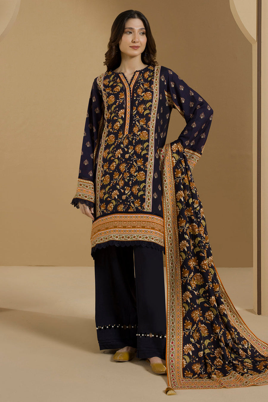 Zellbury Winter Vol-03 Unstitched Printed Linen 3Pc Suit WUW25X30101