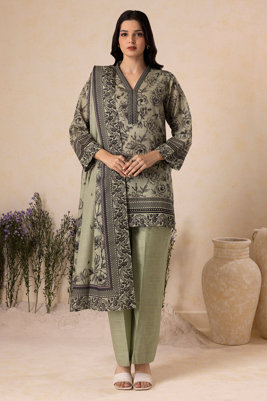 Zellbury Winter Vol-05 Unstitched Printed Khaddar 3Pc Suit WUW25X30135