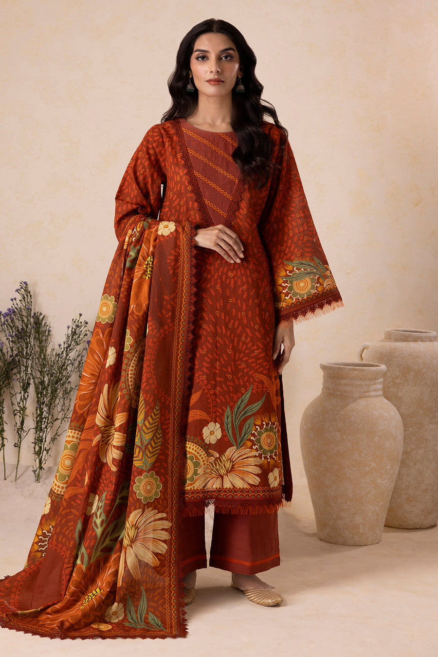 Zellbury Winter Vol-05 Unstitched Printed Khaddar 3Pc Suit WUW25X30139