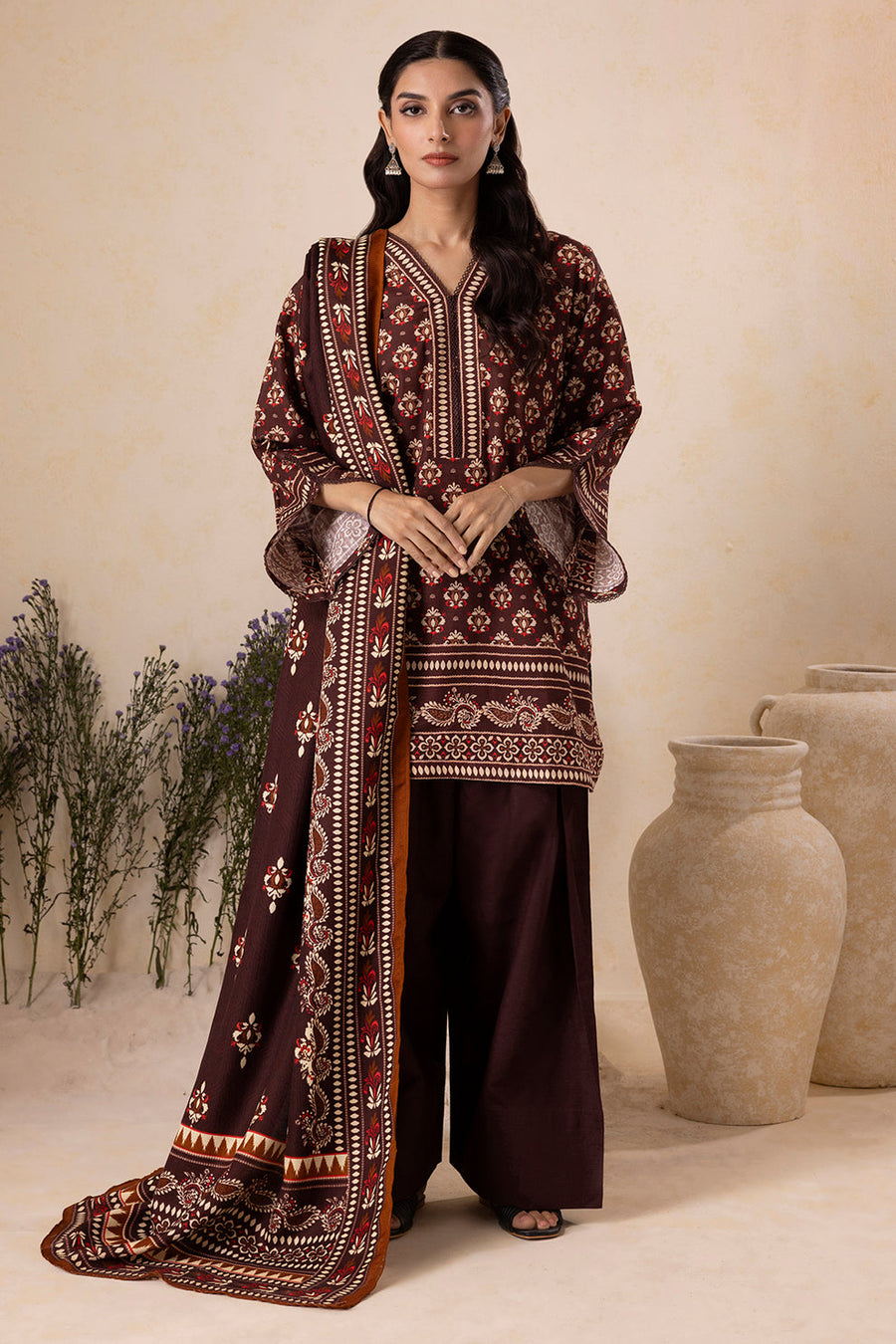 Zellbury Winter Vol-05 Unstitched Printed Khaddar 3Pc Suit WUW25X30144