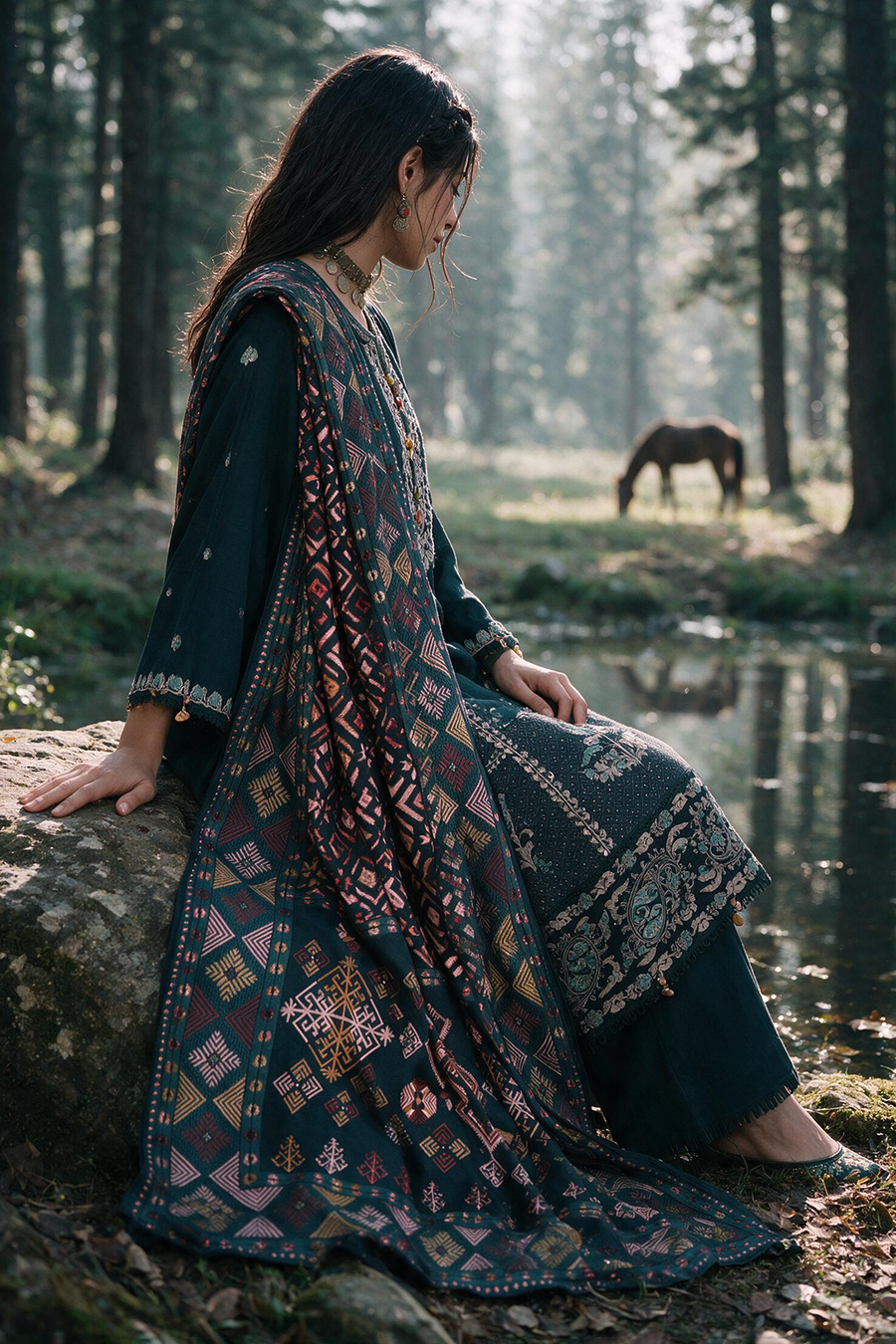 Zellbury Embroidered Khaddar Unstitched 3Pc Suit WUWQ1E30335